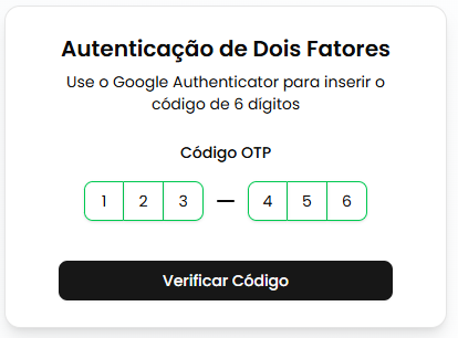 Campos OTP sendo preenchidos