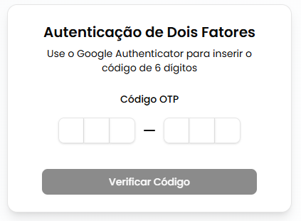 Tela de autenticação de dois fatores