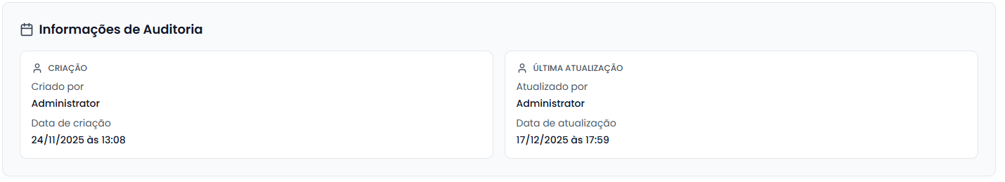 Informações de auditoria