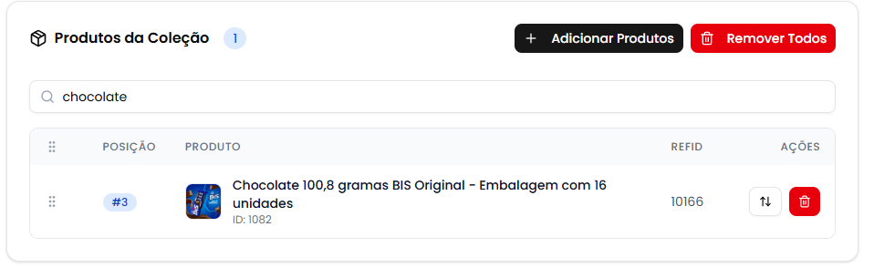 Busca de produtos na coleção