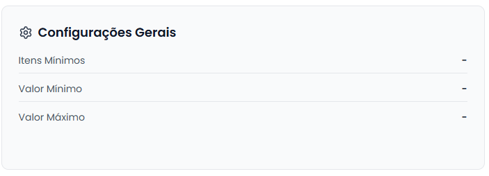 Card configurações gerais