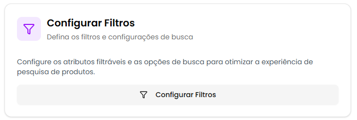 Card de Configurar Filtros