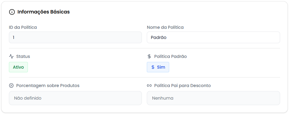 Card de informações básicas
