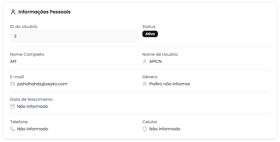 Card de Informações Básicas