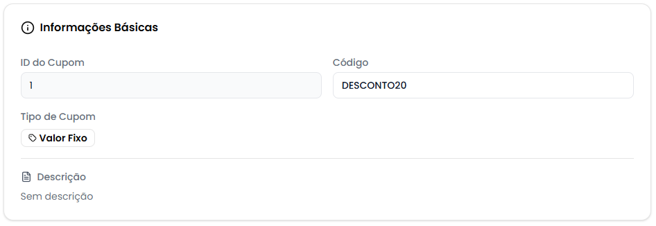 Card de informações básicas