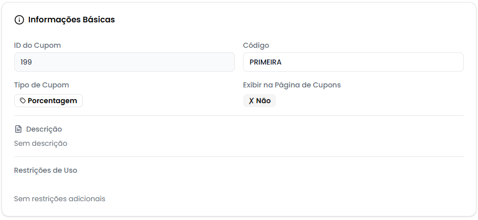 Card de informações básicas