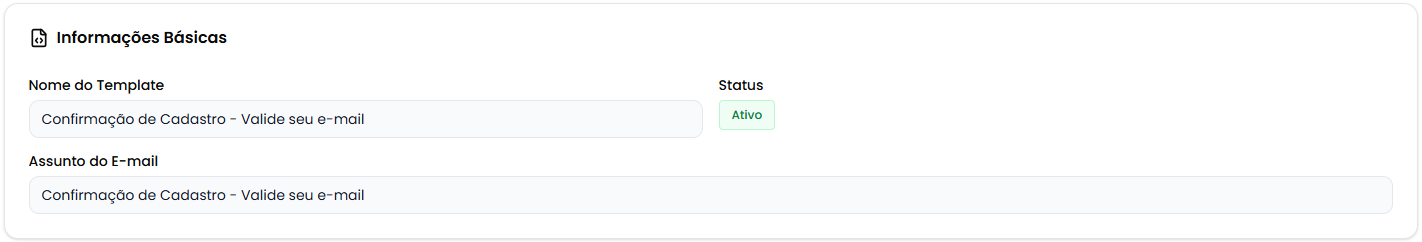 Card de informações básicas