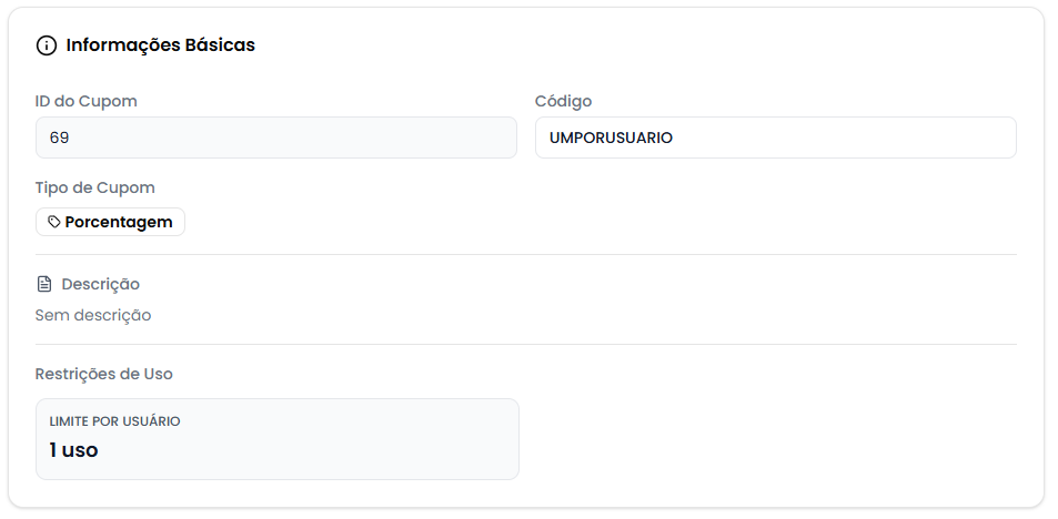 Card de informações básicas