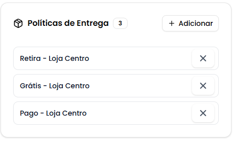 Card de políticas de entrega