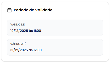 Card de período de validade