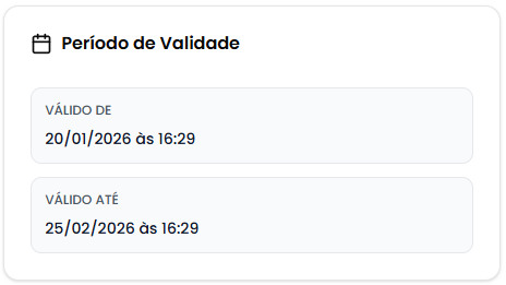 Card de período de validade