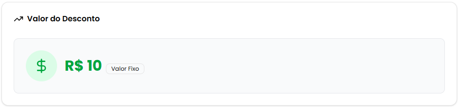 Card de valor do desconto