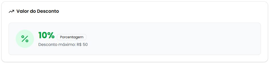Card de valor do desconto