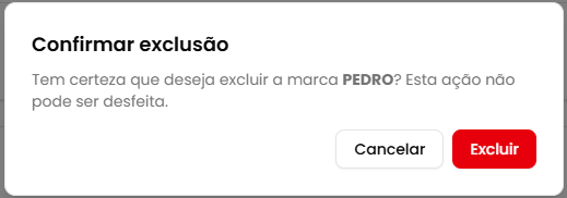 Diálogo de confirmação de exclusão