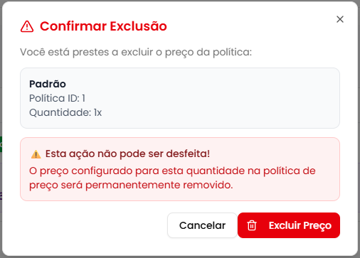 Diálogo de confirmação de exclusão