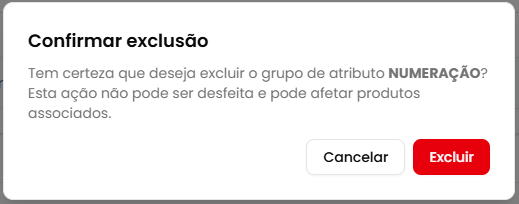 Diálogo de confirmação de exclusão