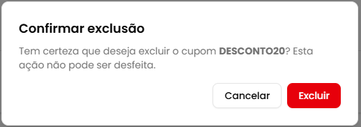 Diálogo de confirmação de exclusão