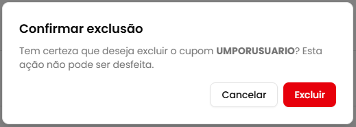 Diálogo de confirmação de exclusão