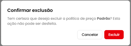 Diálogo de confirmação de exclusão