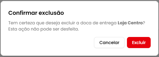 Diálogo de confirmação de exclusão