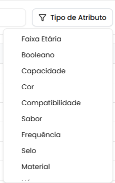 Filtro de tipo de atributo