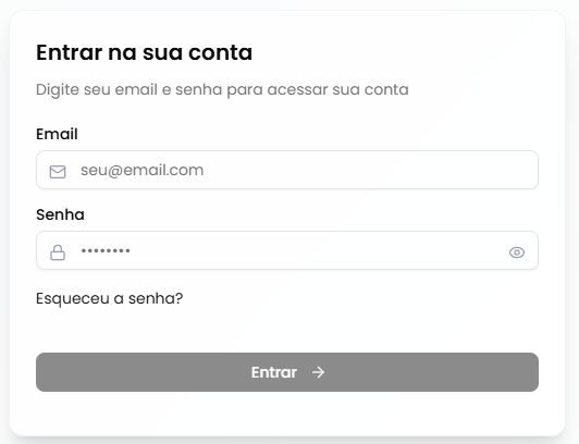 Formulário de login em branco