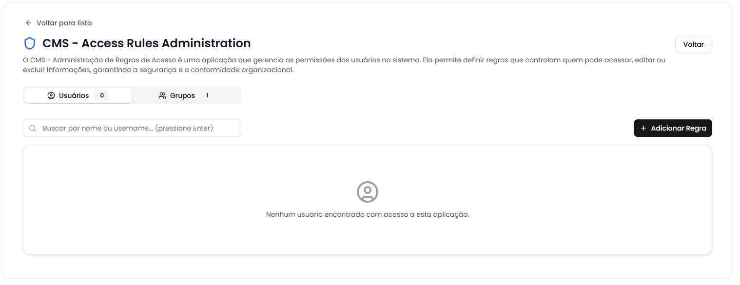 Lista de usuários com acesso