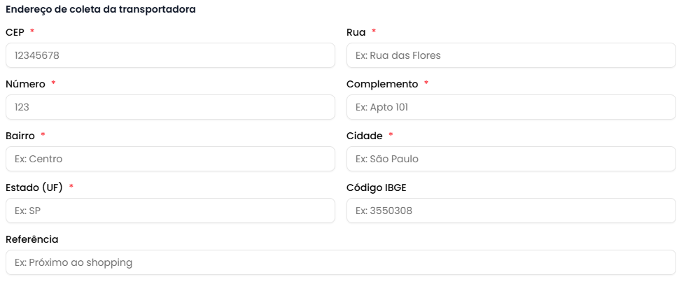 Modal de criação - Endereço
