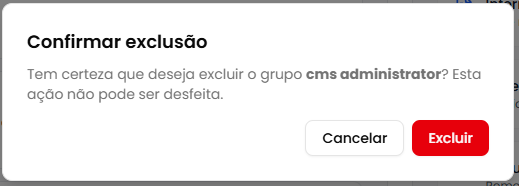 Modal de confirmação de exclusão
