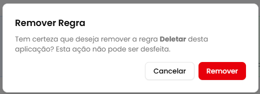 Modal de confirmação para remover regra