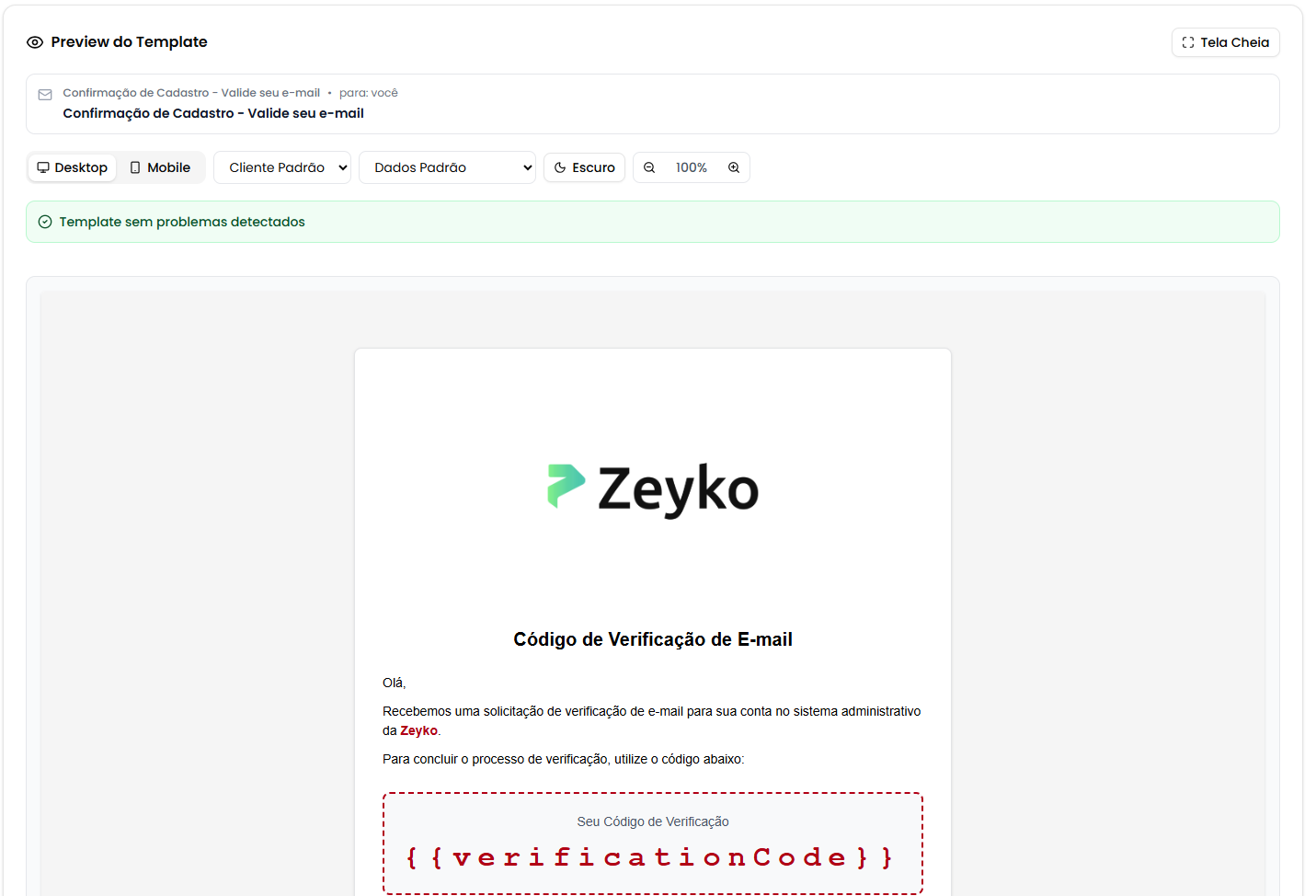 Preview do template