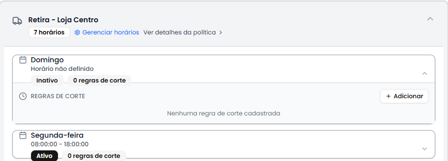 Regras de corte