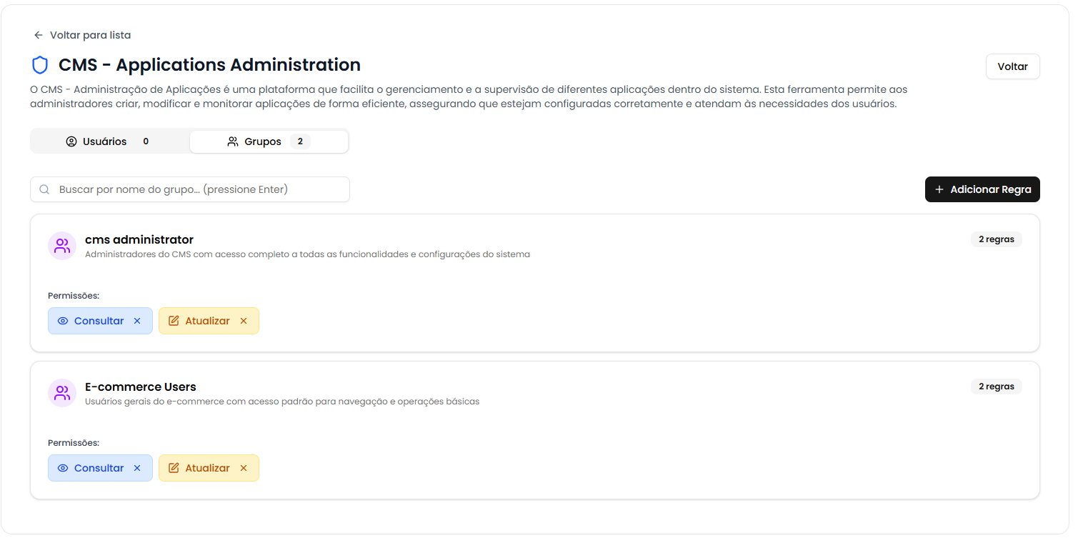 Remover permissão de grupo