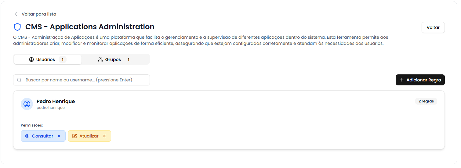 Remover permissão de usuário