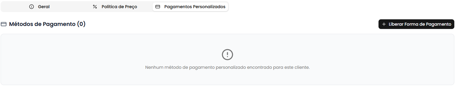 Sem métodos de pagamento